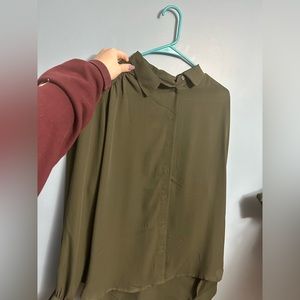 Green long sleeve button down